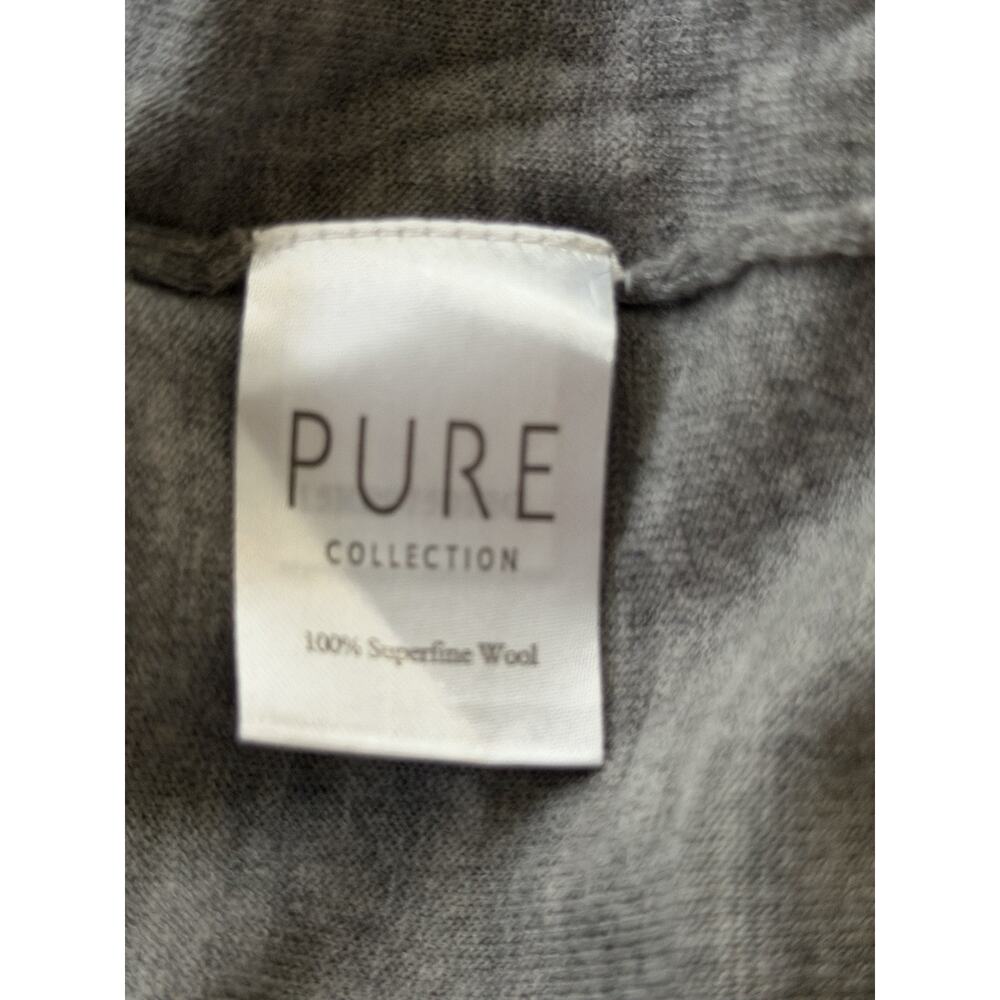 Pure Collection 100% Superfine Wool Soft Cardigan Sweater Size Medium Gray FLAW - Picture 3 of 6